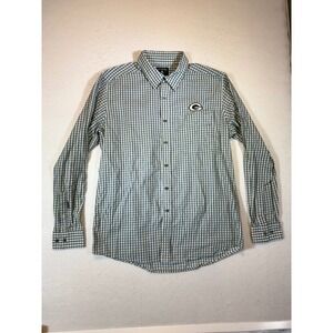 Antigua Green Bay Packers Gingham Button Down Shirt Men's Size L